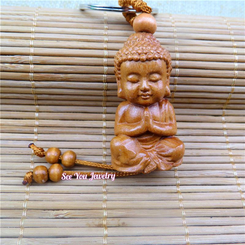 Gantungan Mobil / Motor Kayu Mahogani Buddha Beranjali / Berdoa Import