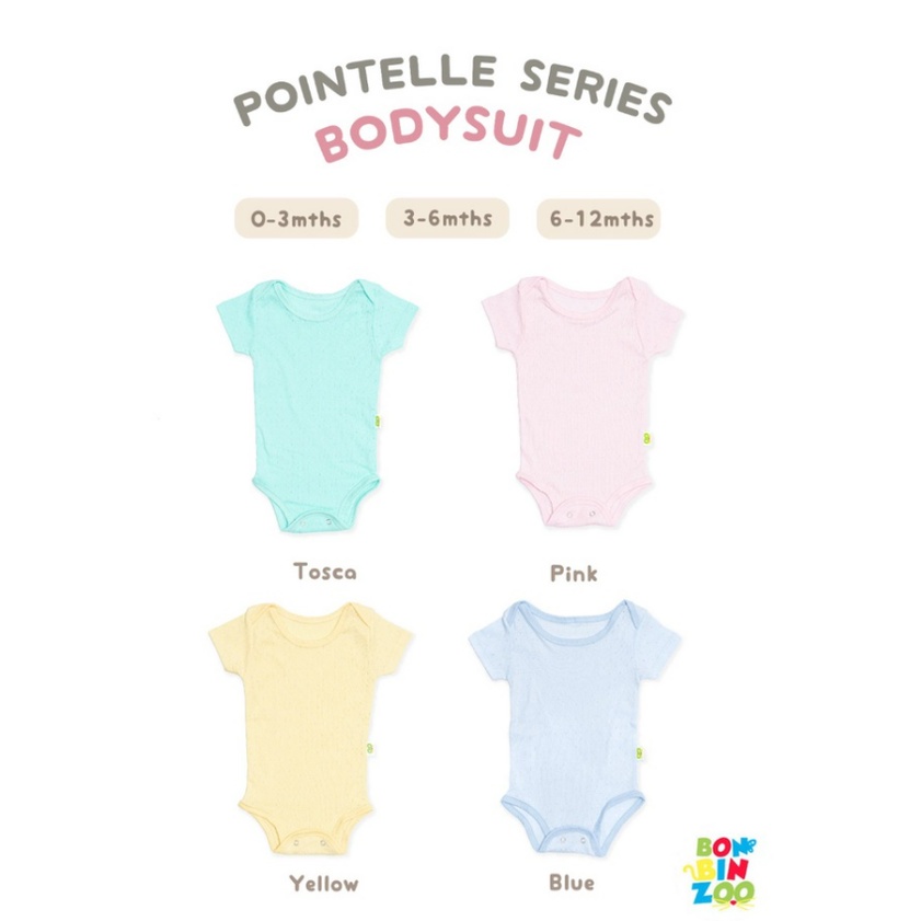 Pointelle Jumper Baju kodok / Bodysuit Pointelle Bayi BonBinZoo Motif Cewek/Cowok Newborn 0/3 3/6 Bulan