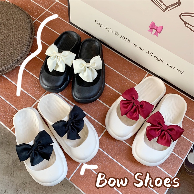 PINKMALL- SANDAL WANITA  SIMPLE KARET NYAMAN IMPORT CLOGS IMPORT ANTI LICIN   dasi kupu-kupu Lucu Keren Terbaru Eva