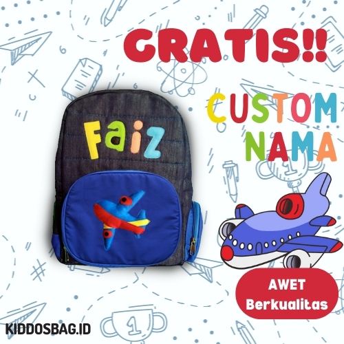 TAS KARAKTER ANAK SEKOLAH PAUD TK SD BOCIL PEREMPUAN LAKI-LAKI TAS CEWEK COWOK CUSTOM NAMA DAN WARNA