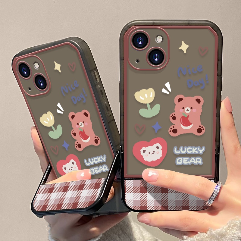 Soft Case TPU Transparan Motif Beruang Untuk IPhone 12 13 Se 2020 6 6S 7 8 Plus X XS XR 11 Pro Max