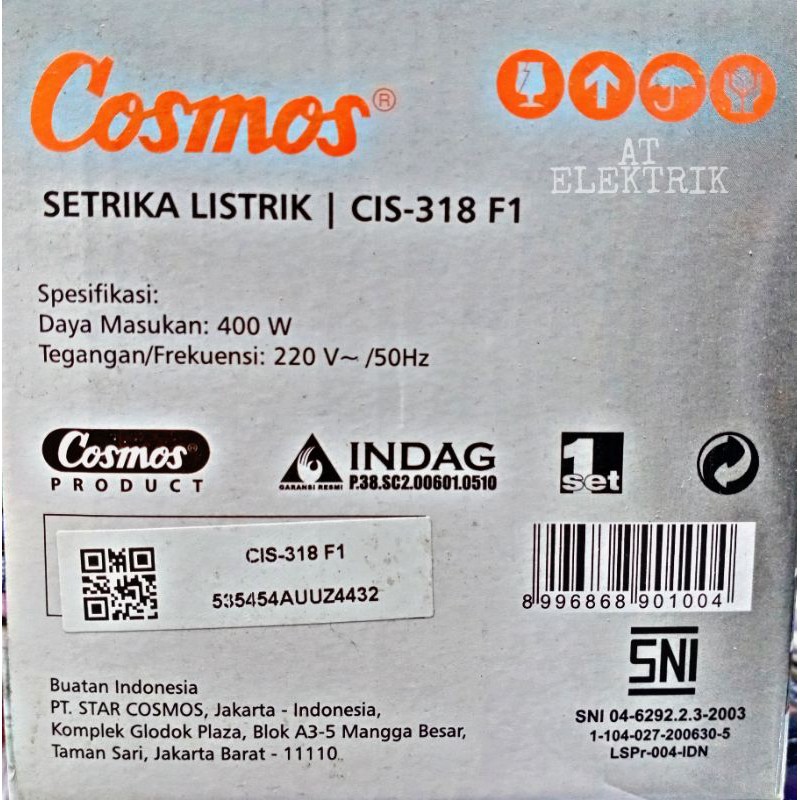 Setrika COSMOS / Gosokan Baju COSMOS CJS - 318 F1