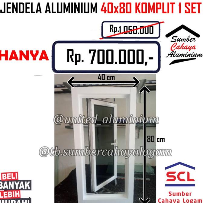 Open DS] Kusen Jendela Aluminium 1 set L40 x T80 Kaca Window Bouven Palembang