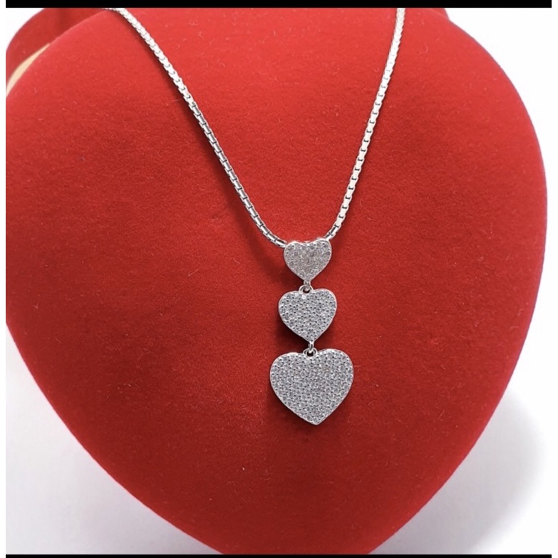Kalung italy liontin love perak 925 lapis emas putih kalung cewek liontin love
