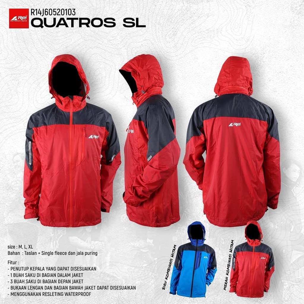 JAKET GUNUNG AREI QUATROS SL WATER REPELLENT | JACKET REI OUTDOOR WINDPROOF