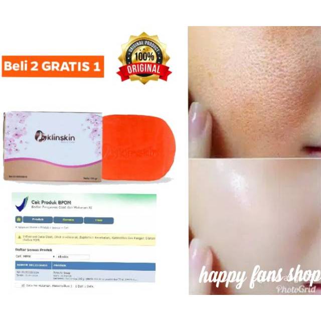 KLINSKIN SABUN PEMUTIH WAJAH DAN BADAN KULIT SELANGKANGAN ORI (2 GRATIS 1) BPOM BEAUTY SOAP ORIGINAL