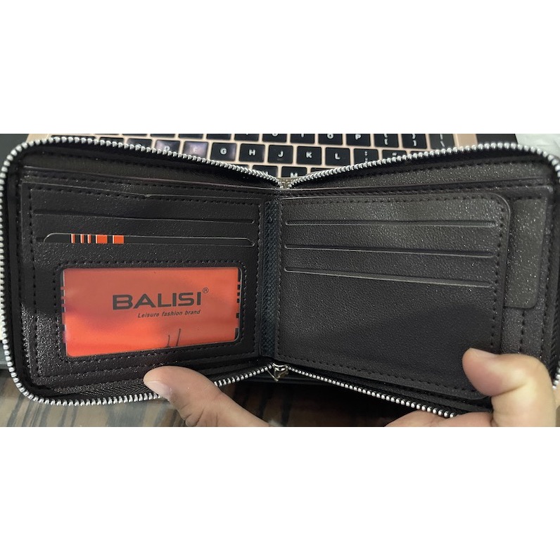 ORIGINAL BALISI 131-1 DOMPET RFID PRIA WANITA LIPAT SLETING ADA TEMPAT KOIN BAHAN SINTETIS