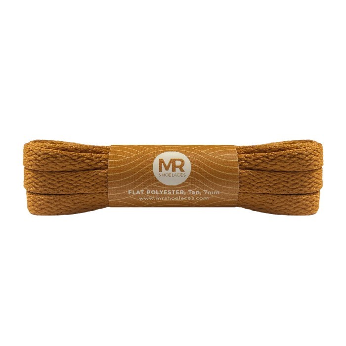 MR Shoelaces FP51 Coklat (Tan) Tali Sepatu Pipih Flat 7mm 90cm 100cm 120cm 130cm 140cm 150cm 180cm 200cm