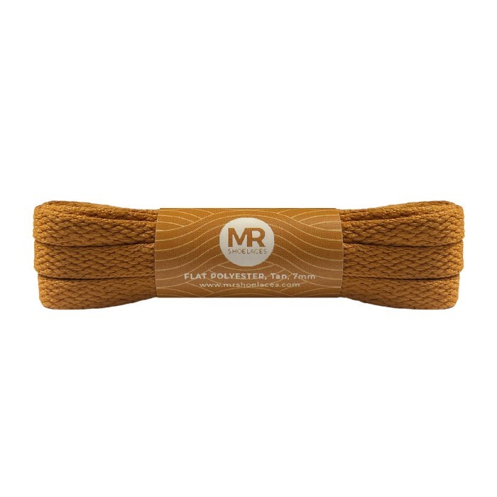 Original MR Shoelaces FP51 Coklat (Tan) Tali Sepatu Pipih Flat 7mm 90cm 100cm 120cm 130cm 140cm 150cm 180cm 200cm Gepeng