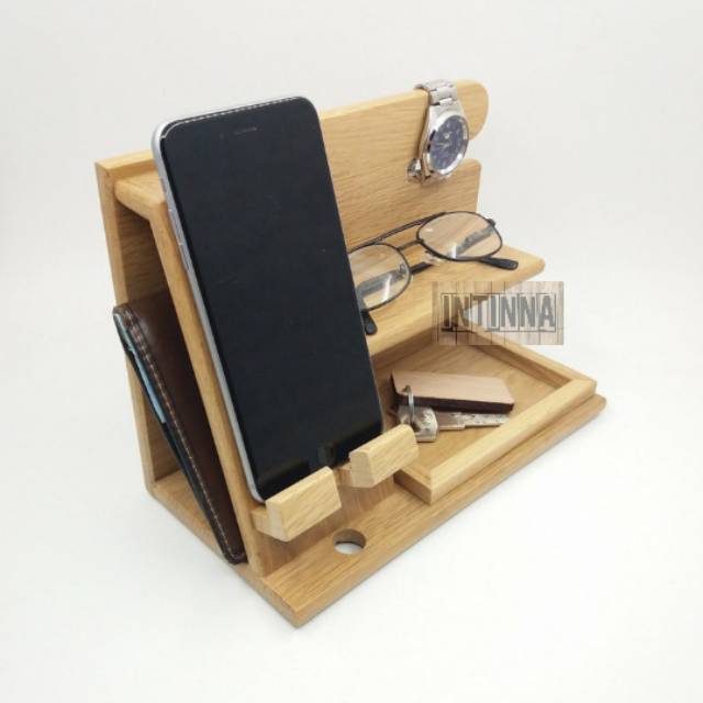 Stand holder hp kayu pinus multiguna unik murah