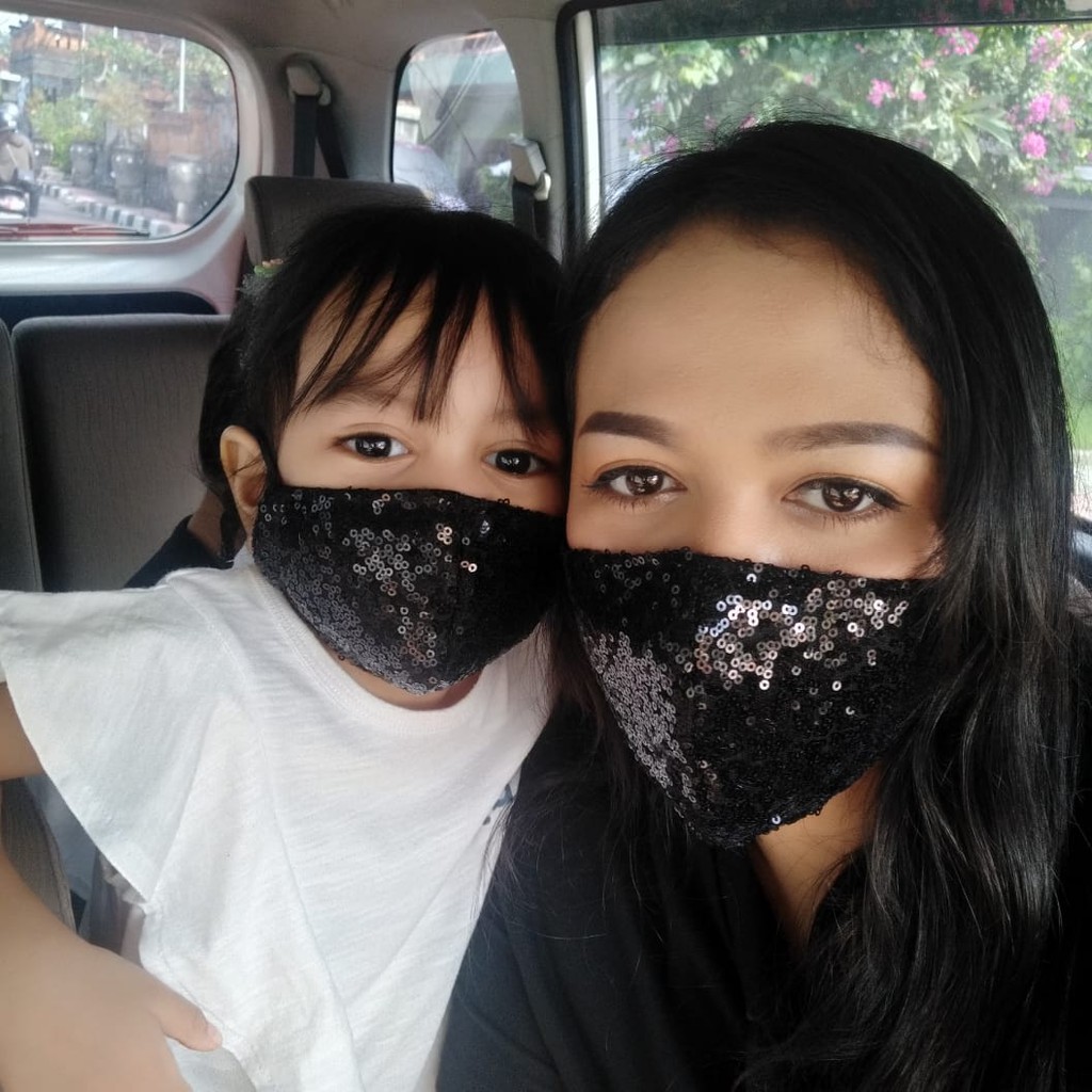 Masker Sequin / Masker Sequin Bali/ Masker Wajah / Masker Hijab/ Masker Kain Hijab/ Masker Non Medis
