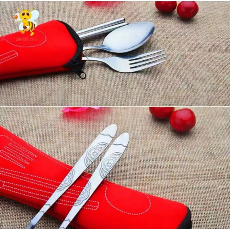 Set garpu sendok pouch