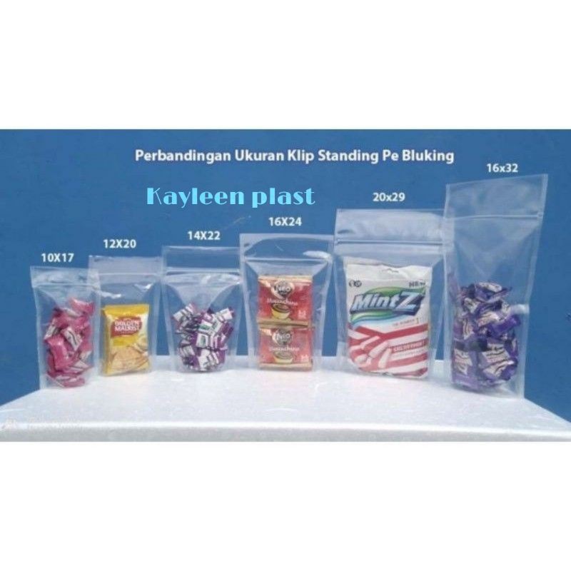 Standing Pouch / Plastik kemasan snack / Plastik Klip Berdiri Double Seal Semua Ukuran