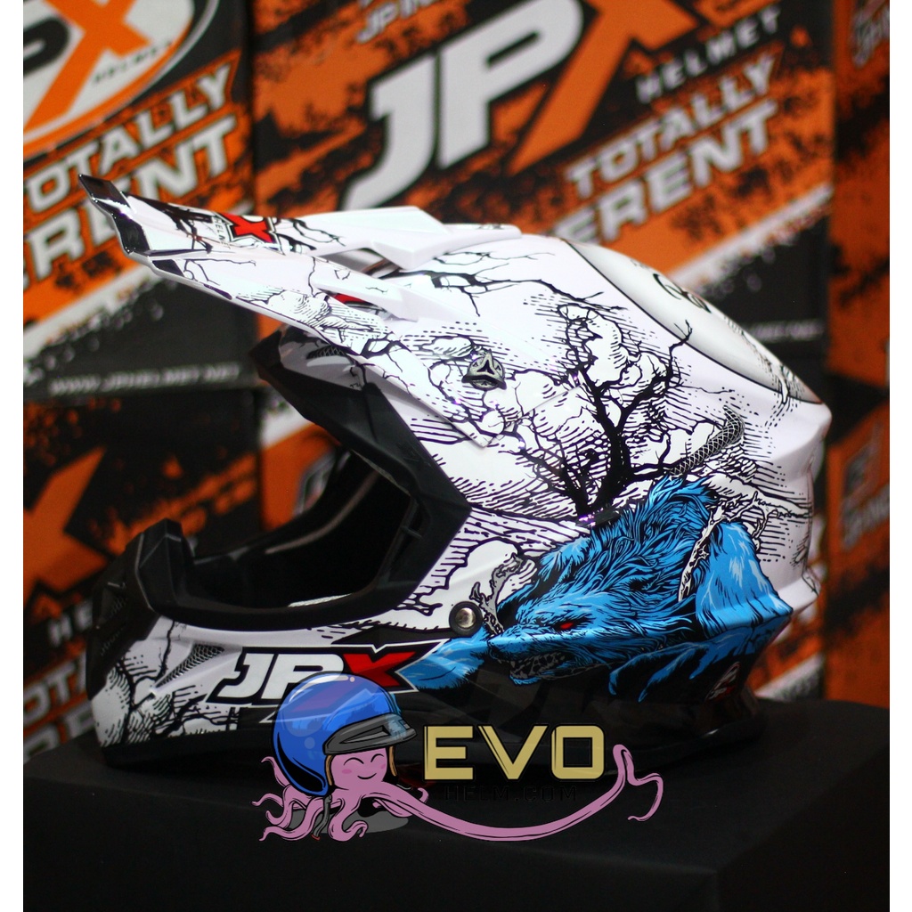 HELM JPX CROSS_FOX1 SERI X14 - PEARL WHITE + GOOGLE SNAIL (ONGKIR 2 KG) HELM JPX TERBARU