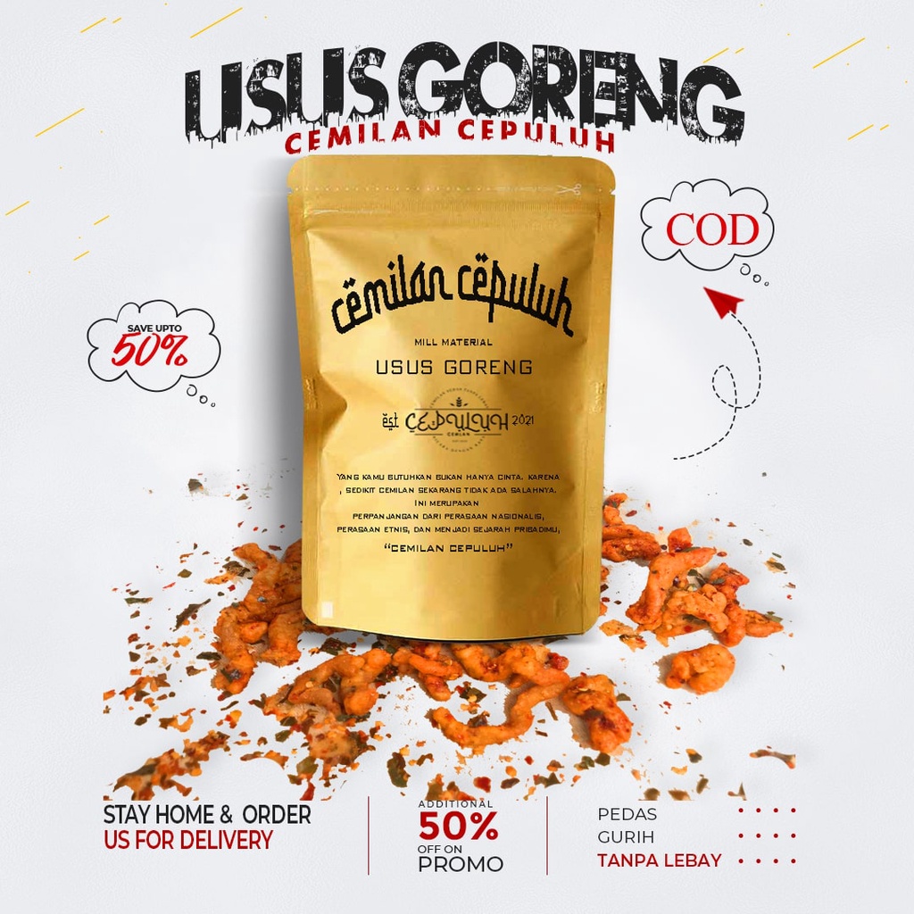 

kripik usus pedas daun jeruk bumbu rempah cemilan gurih renyah dan pedas by cemilan cepuluh