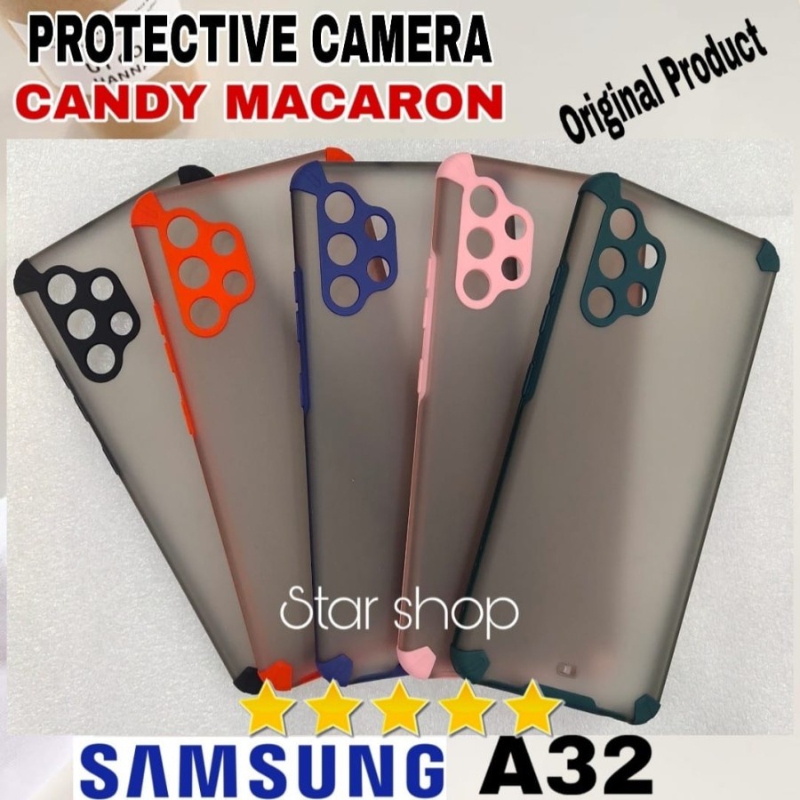 CASE SAMSUNG A32 SOFCASE CANDY MACARON PROTECTIVE CAMERA - LIST HIJAU TUA