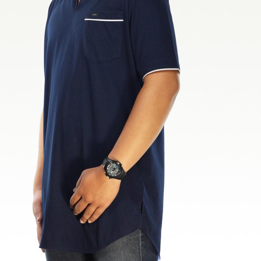 (kode-491) Baju Koko Pria Lengan Pendek Big Size Jumbo Kurta Cowok Chiangi Muslim Shanghai Kaos Katu