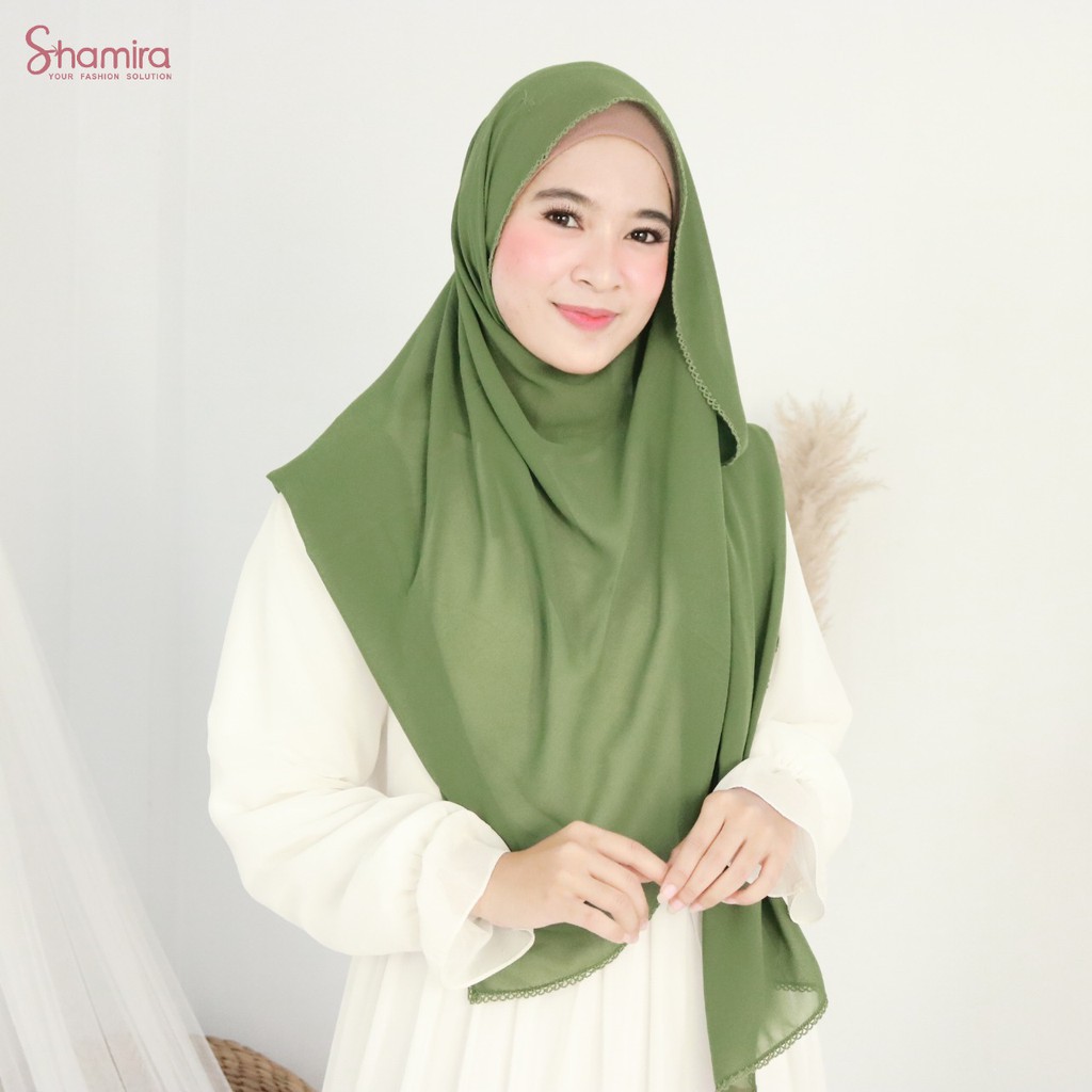 Kerudung Hijab Pashmina Tali Crochet Picot Ceruty Babydoll By Shamira Size 180x70cm