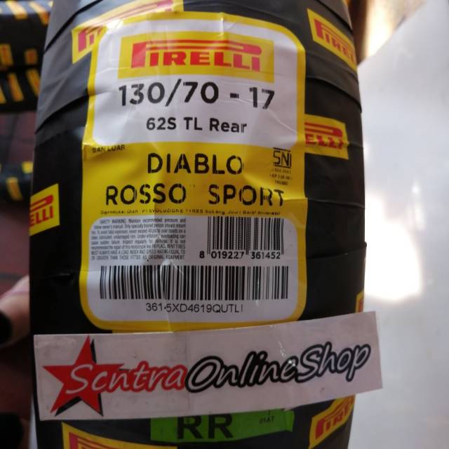 Ban Luar Pirelli Diablo Rosso Sport 130 70 Ring 17 Tubeless