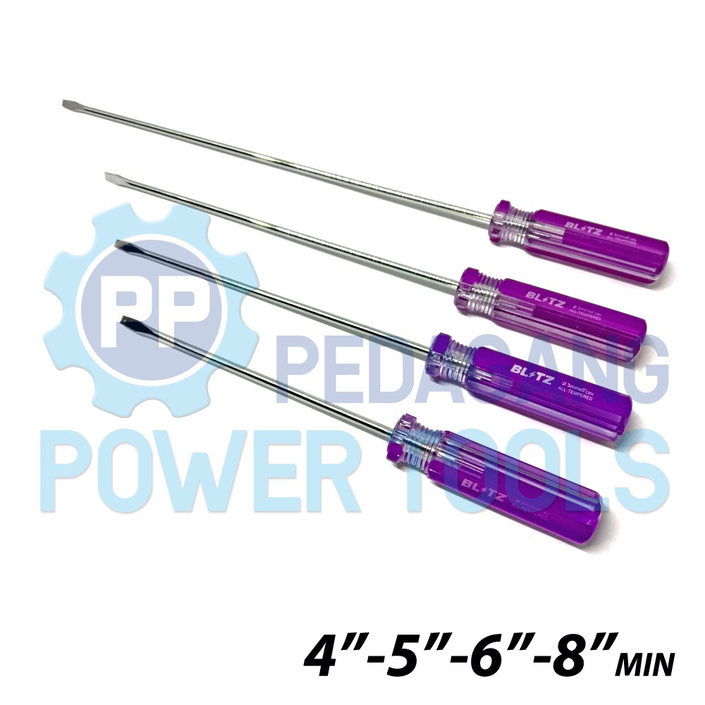 PAKET 4 SET BLITZ OBENG RADIO 4 5 6 8 INCH MINUS HP JAM SCREWDRIVER