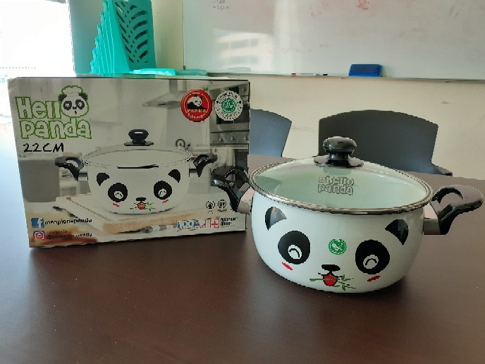 Maspion Hello Panda Panci Enamel 22 Cm