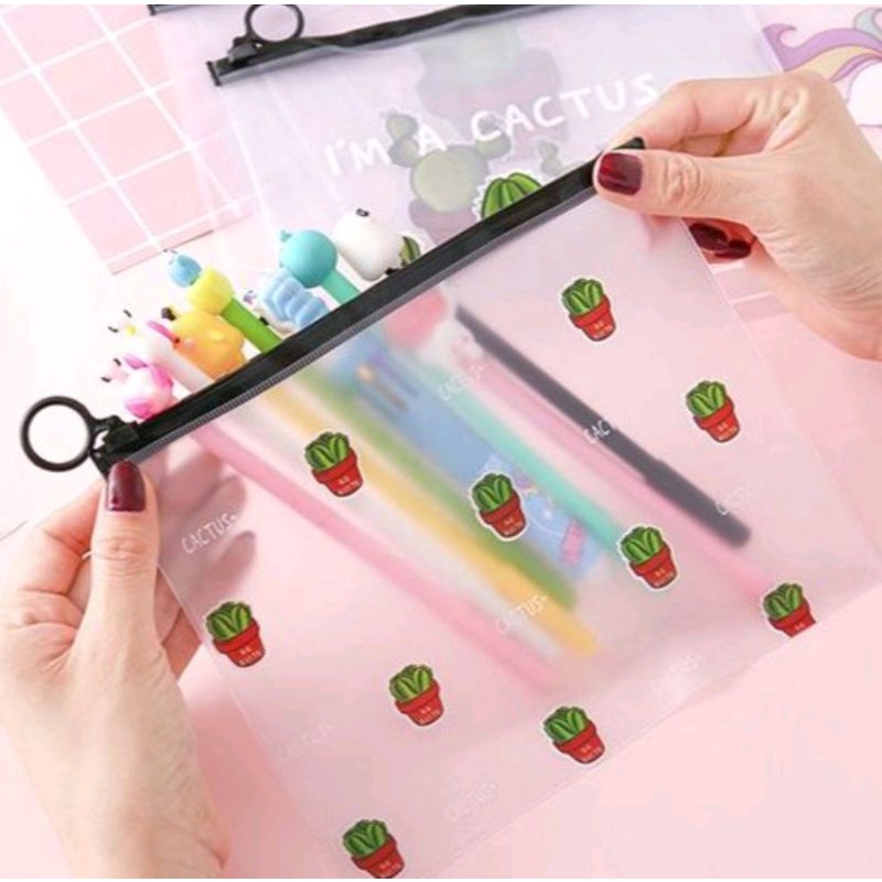 Transparant Zip Lock Pouch Kosmetik Transparan Motif Lucu Murah Berkualitas