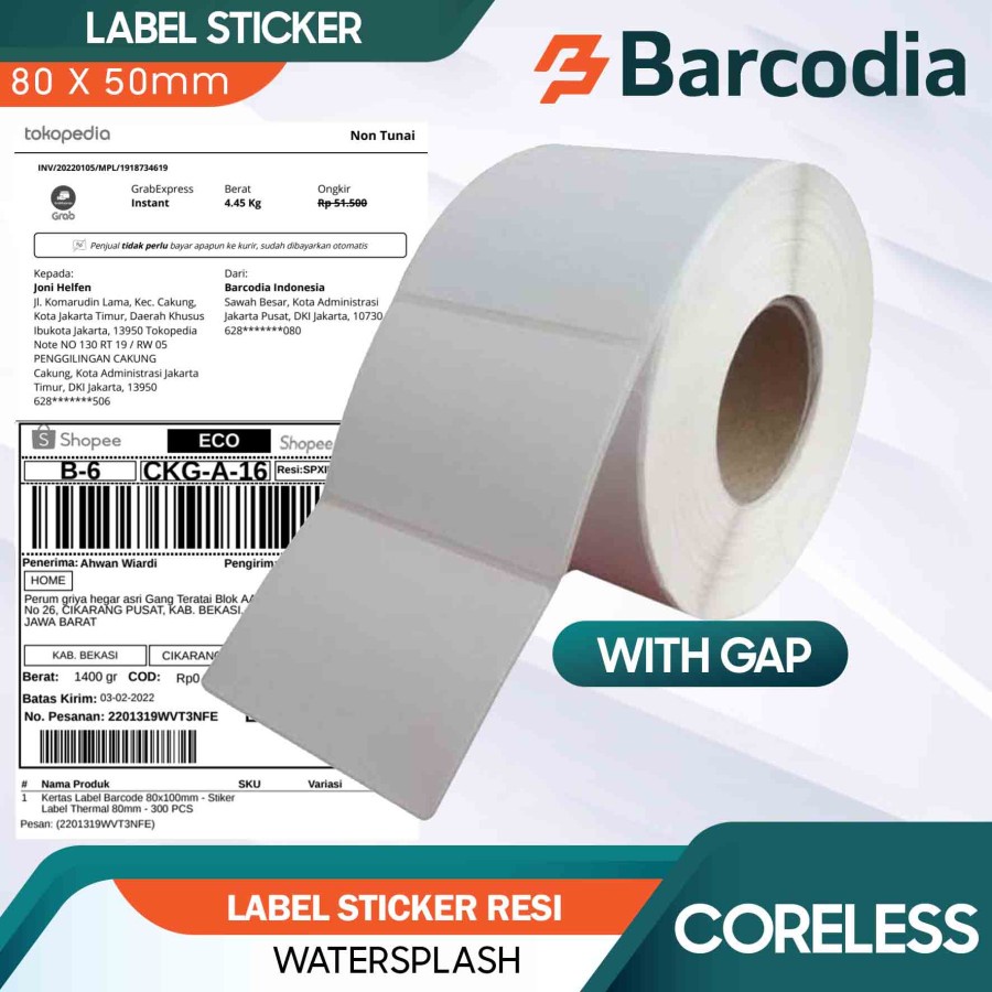 LABEL STICKER THERMAL 80X50 LABEL STIKER THERMAL 80X50 ISI 200PCS