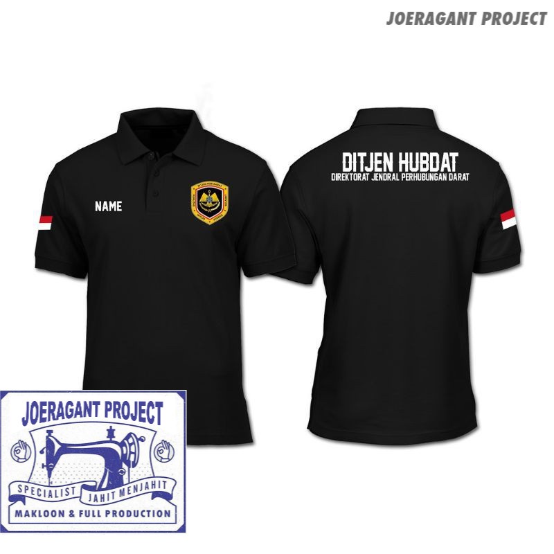 TSHIRT BAJU/KAOS POLO/WANGKI/KAOS BERKERAH/ KEMENHUB/DISHUB/DITJEN HUBDAT(WARNA HITAM 1/4) -JP