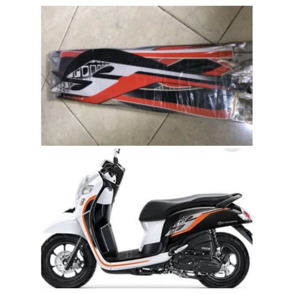 STRIPING STIKER SCOOPY 2019 HITAM ORANGE ORIGINAL