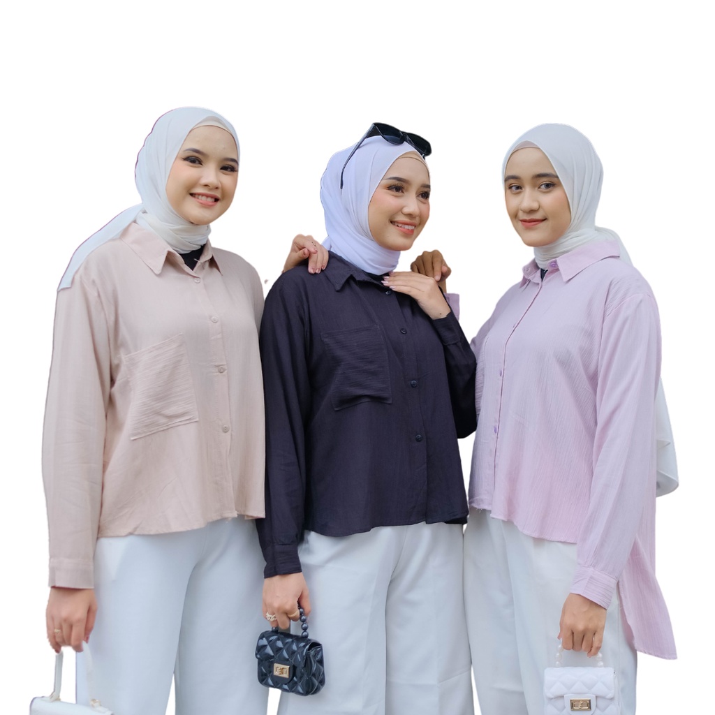 (Crinkle) Kemeja Basic Crinkle Pocket Premium