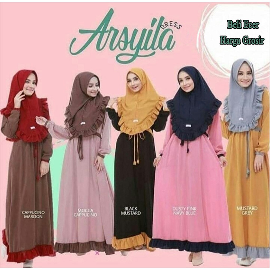 gamis wolfis syari set hijab