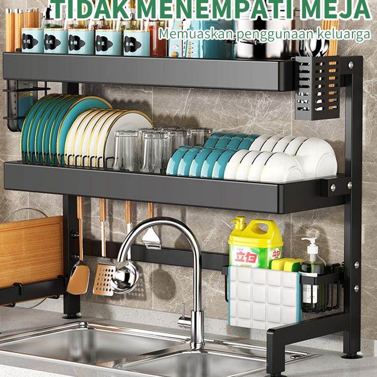 Super Grosir NETEL Rak Piring Stainless Wastafel Cuci Piring Rak Penyimpanan