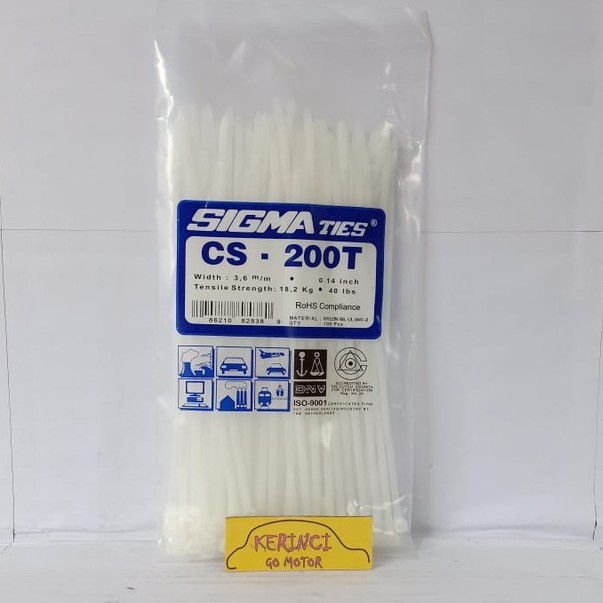 KABEL TIES SIGMA CS 200T TIPIS PUTIH 20cm 1pcs - IKAT KABEL TIS INSULOK