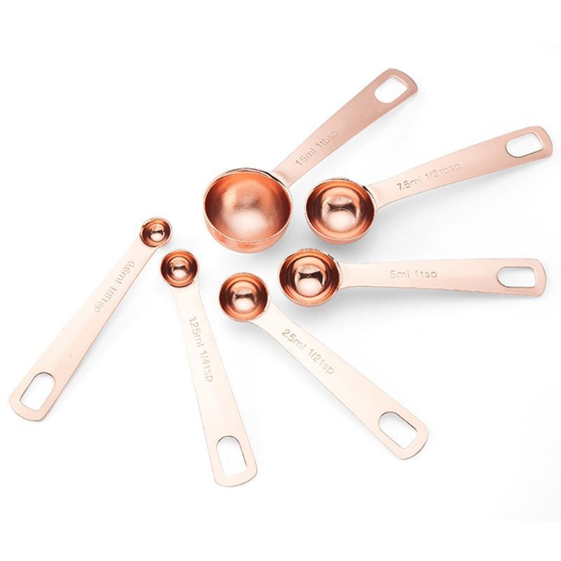 SENDOK TAKAR STAINLESS ROSEGOLD SENDOK UKUR SET 6 IN 1 MEASURING SPOON