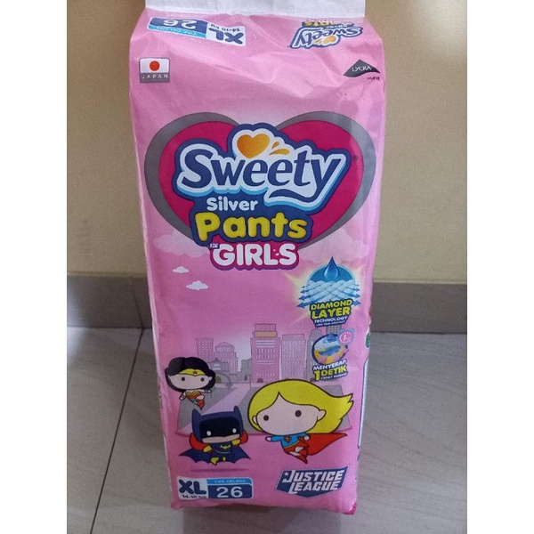 Sweety Silver Pants Boys Girls XL 26 Pcs XL26 26pcs popok sekali pakai