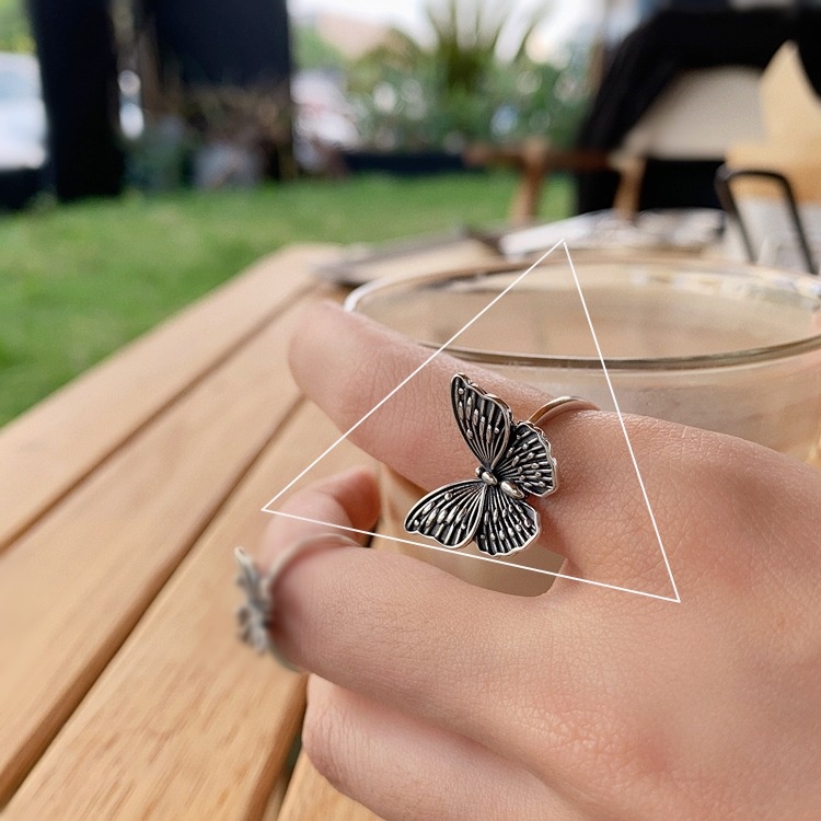 Cincin Model Terbuka Desain Kupu-Kupu Hutan Gaya Simple Untuk Wanita