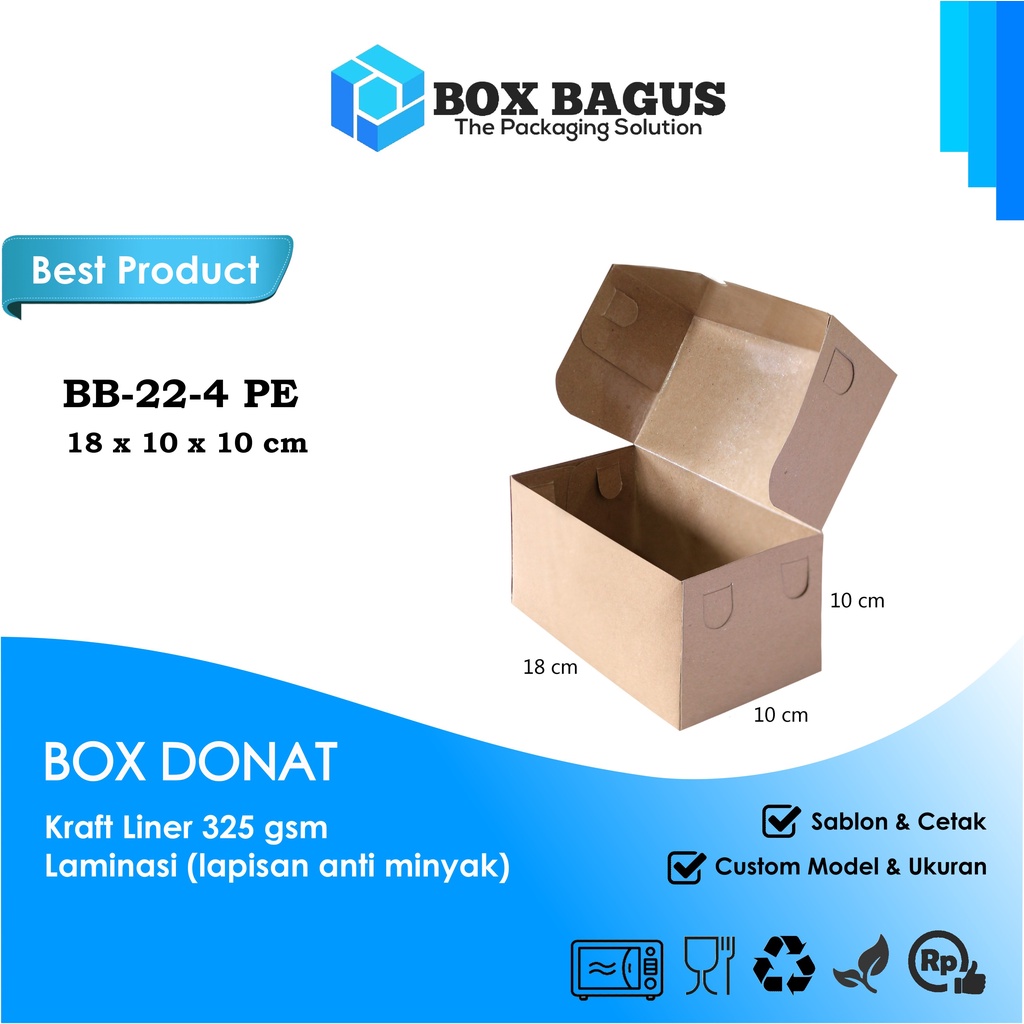 BOX DUS 18x10x10 KRAFT 325 GSM LAMINASI - KOTAK HAMPERS ROTI BAKAR DONAT BOMBOLONI BOLU GULUNG