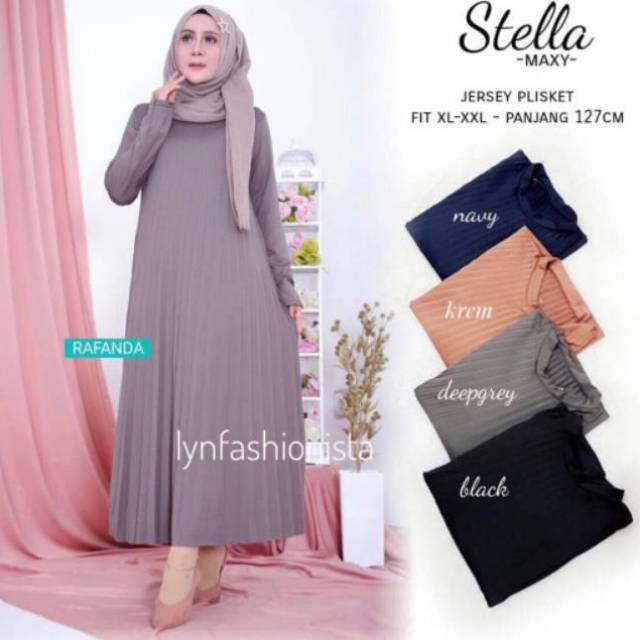 (PREMIUM)LONG DRESS PLISKET LEMBUT/MANSET GAMIS MAXI DRESS ADEM/STELLA