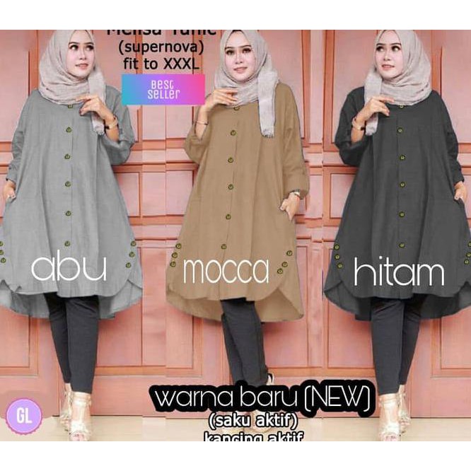 58446 melisa tunic jumbo/atasan muslim bigsize/baju muslim jumbo /Fashion Muslim Wanita