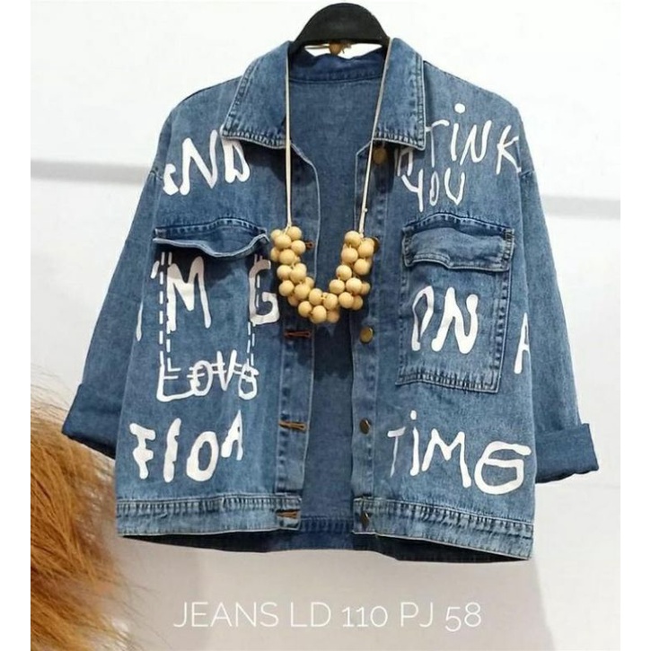 Jaket jeans wanita oversize ld 110