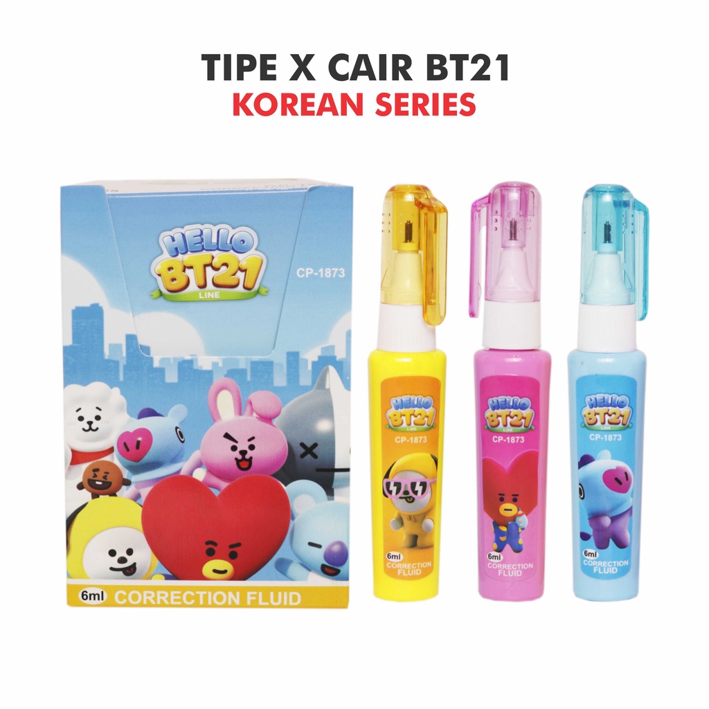 

Tipe X Cair Hello BT21 6ml Karakter Lucu Berwarna Corection Fluid