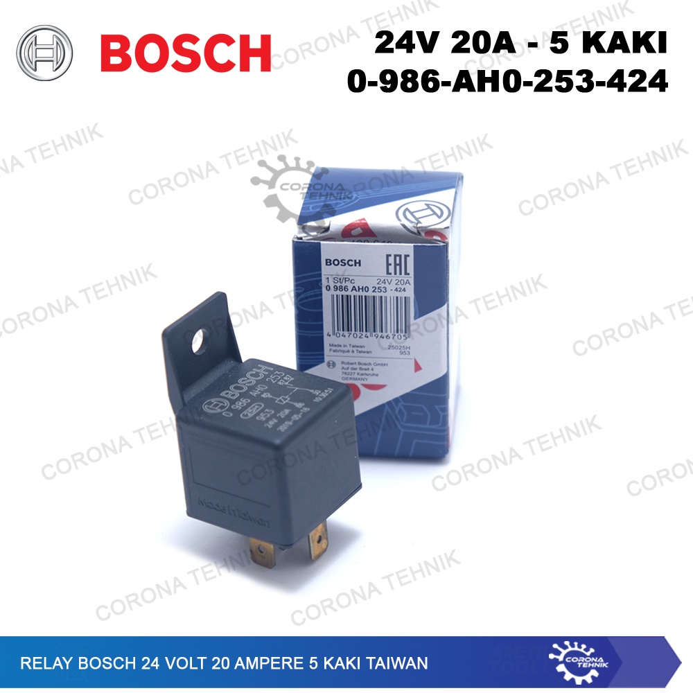 Taiwan - Relay Bosch 24 Volt 20 Ampere 5 Kaki - 0-986-AH0-253-424