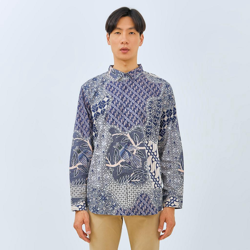 M231 Kemeja Pria Batik Panjang Biru 3071A