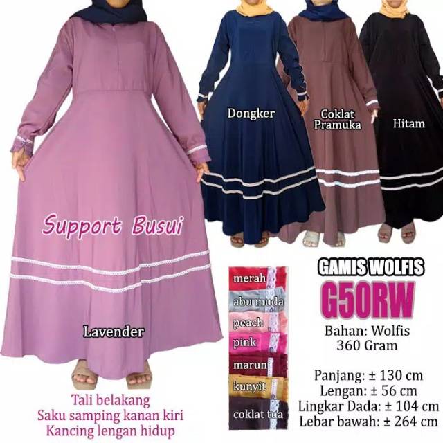 Gamis bahan wolfis