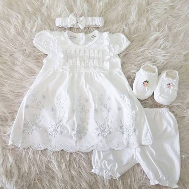 Dress set FREE HANGER BAJU setelan putih baby anak bayi perempuan newborn cocok untuk baptis, akikah, kado