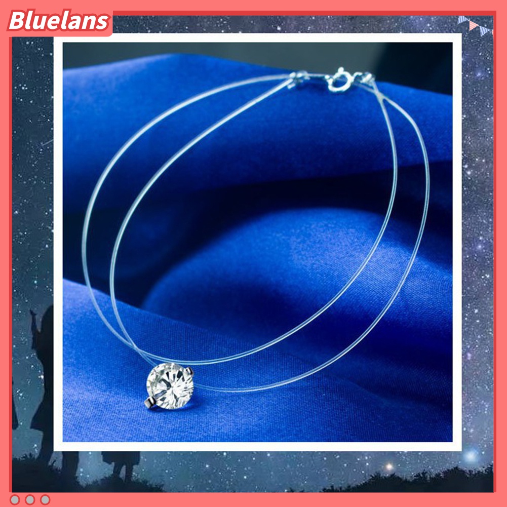 Kalung Rantai Dengan Liontin Berlian Imitasi Untuk Wanita