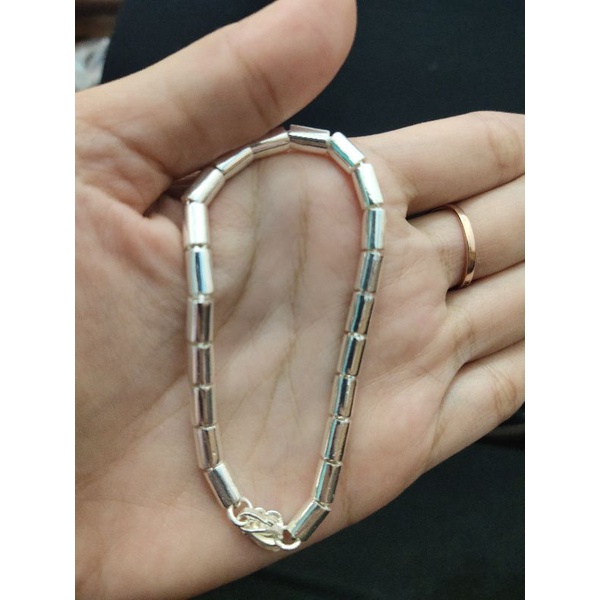 Gelang bambu halus lapis perak