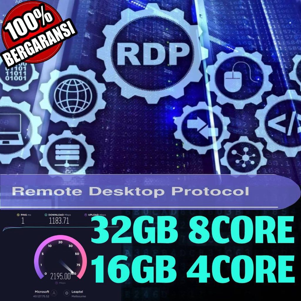 RDP Mingguan WINDOWS 32GB 8Core dan 16GB 4Core Bergaransi