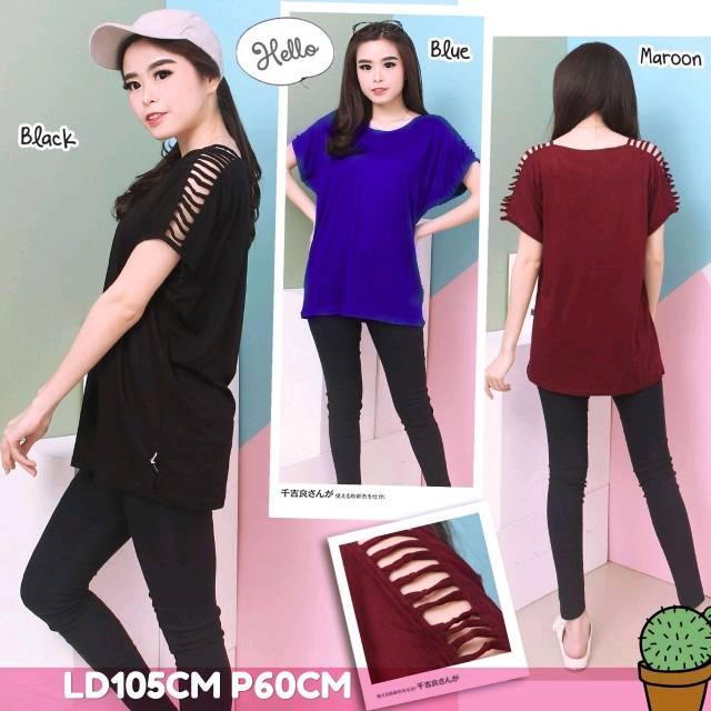 Ld105 XXL Blouse Jumbo bigsize cerry spandex rayon good quality