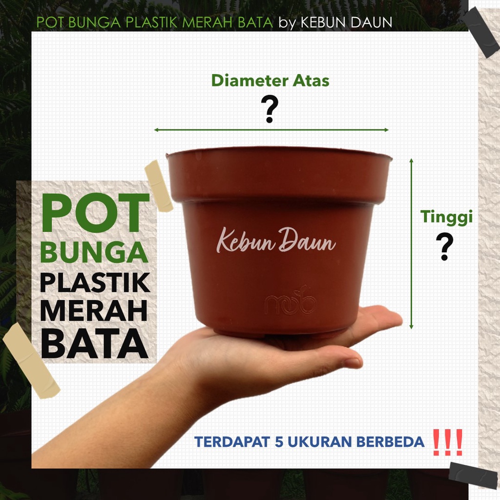 Pot Bunga Plastik Merah Bata | Pot Tanaman | Pot Bunga Murah | Pot Plastik Merah Bata uk 10,15, 17k, 17, &amp; 20  cm